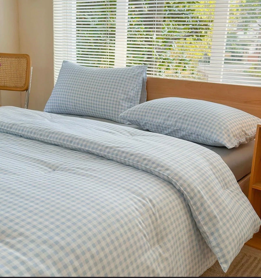 Gingham Comforter Set, Pre-Washed Microfiber Ultra-Soft Plaid