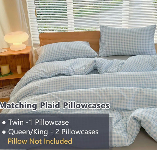 Gingham Comforter Set, Pre-Washed Microfiber Ultra-Soft Plaid