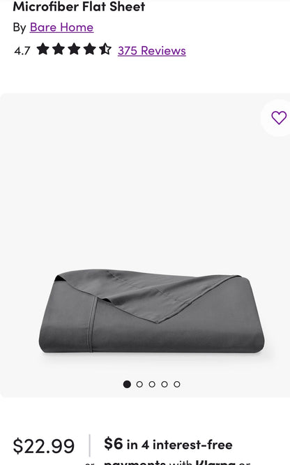 BARE King Size  Microfiber Flat Sheet