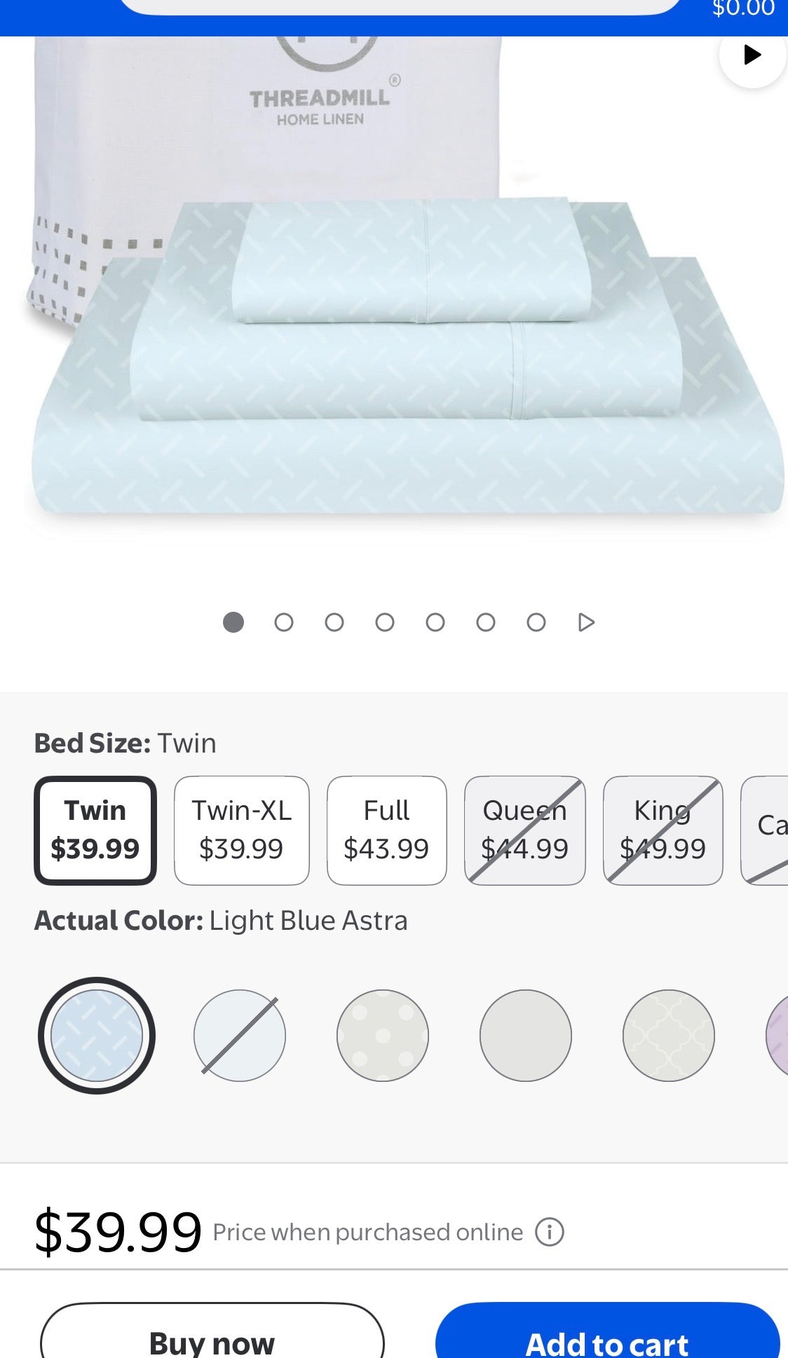 THREADMILL COTTON TWIN SHEET SET