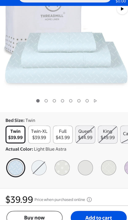 THREADMILL COTTON TWIN SHEET SET
