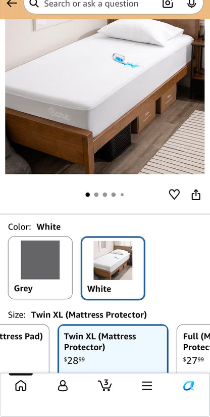 BARE -TWIN Mattress Protector or Mattress  Pad