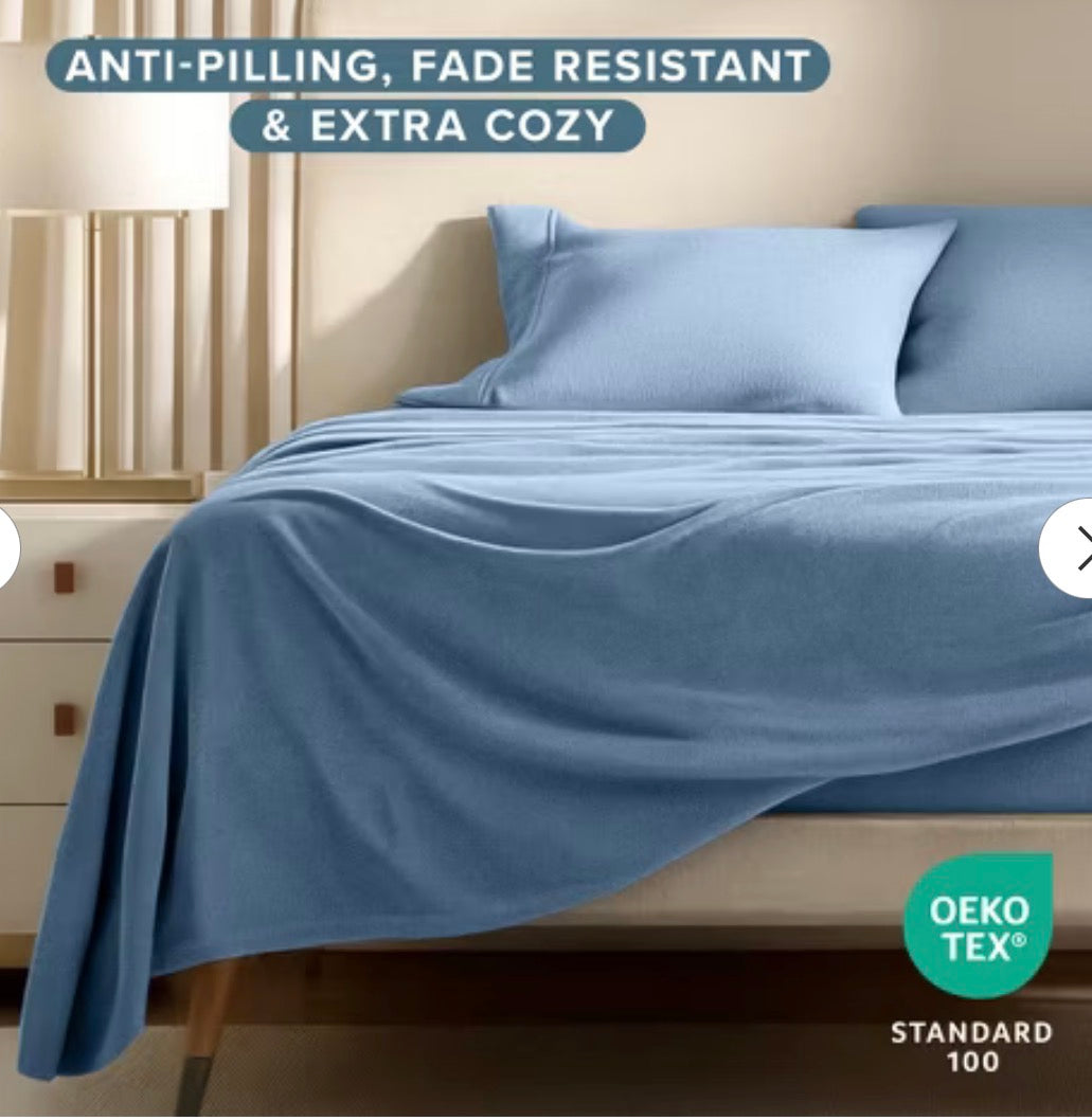 Polar Fleece Sheet Set by Bare Home - Twin, Coronet Blue
