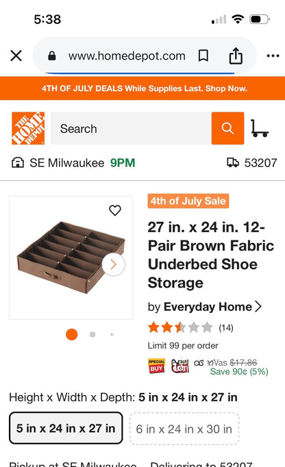 12-Pair  Underbed Shoe Storage