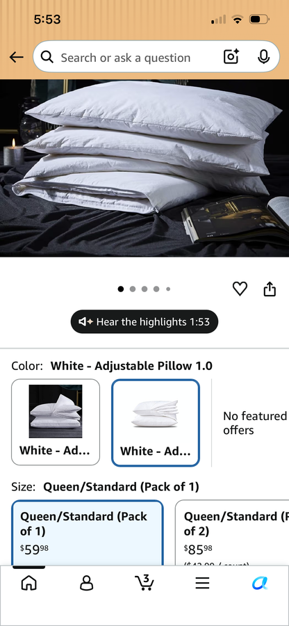 Three Geese Adjustable Layer Goose Feather Pillow,