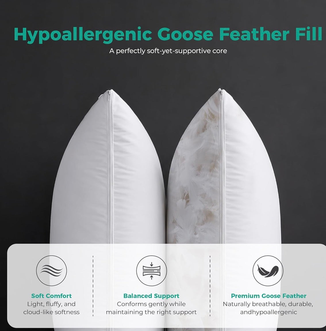 Three Geese Adjustable Layer Goose Feather Pillow,