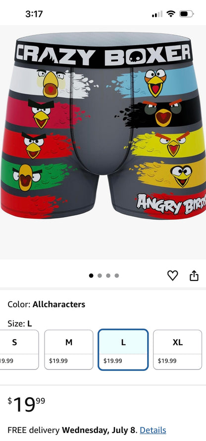 CRAZYBOXER Men's Angry Birds boxer briefs.