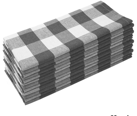 Cotton Blend Buffalo Plaid Table Napkins (Set of 12),