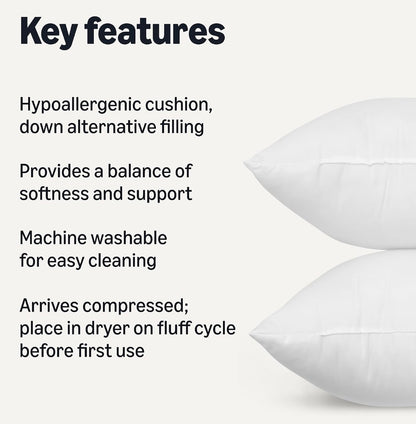 2 PACK of 20 X 20 OEKO TEX DOWN ALTERNATIVE PILLOW INSERTS