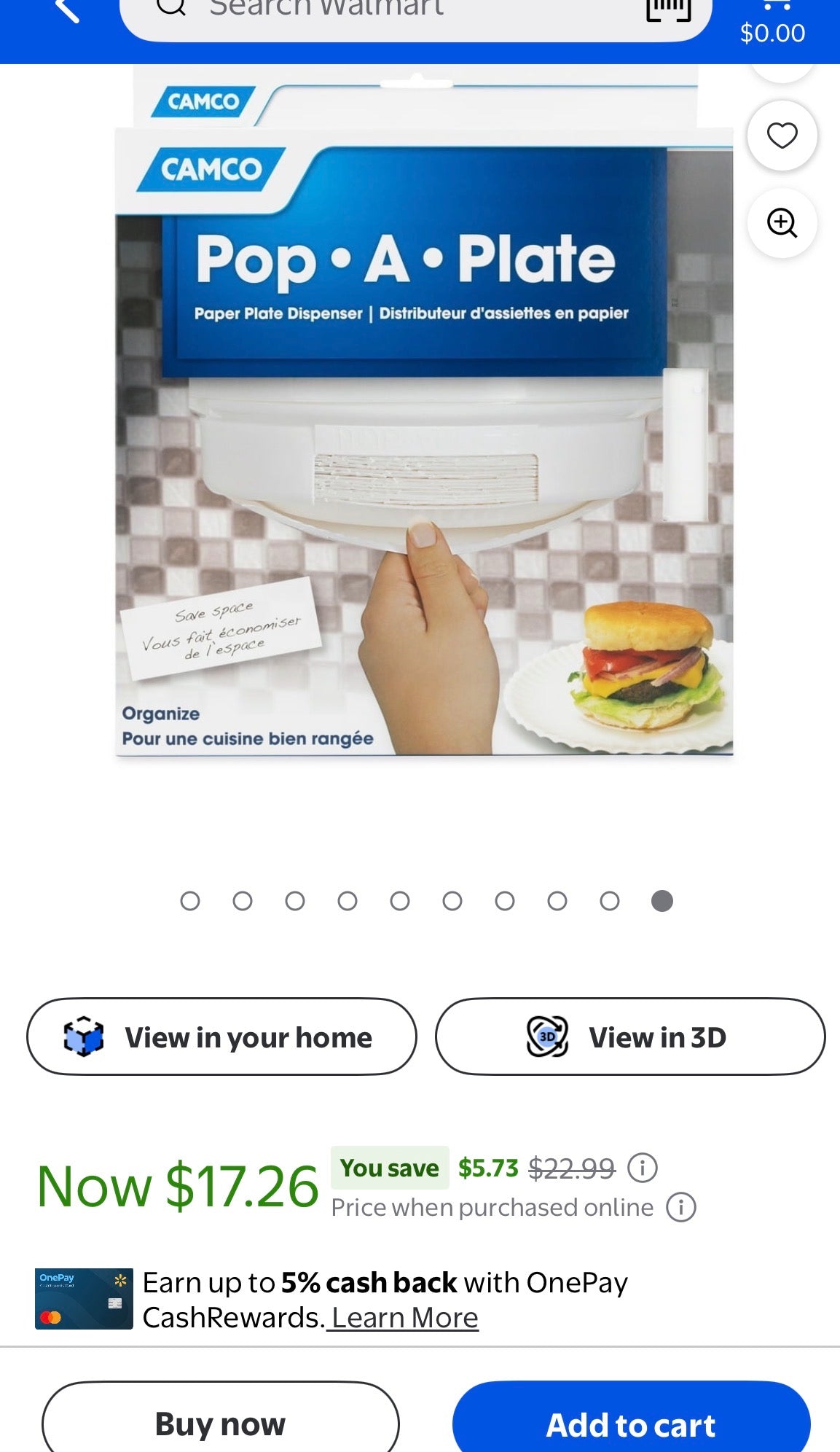 Camco Pop-a-Plate Paper/Plastic Plate Dispenser,