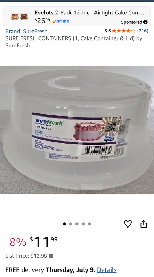 SureFresh reusable plastic cake holder
