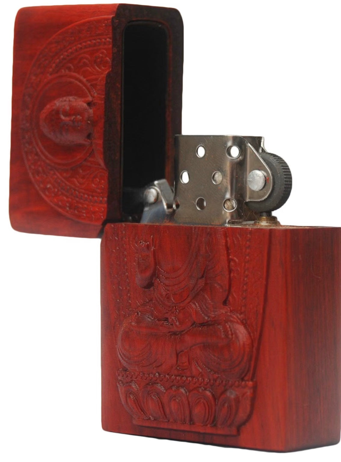 Natural Wood Rosewood Carving Lighter Shell Box