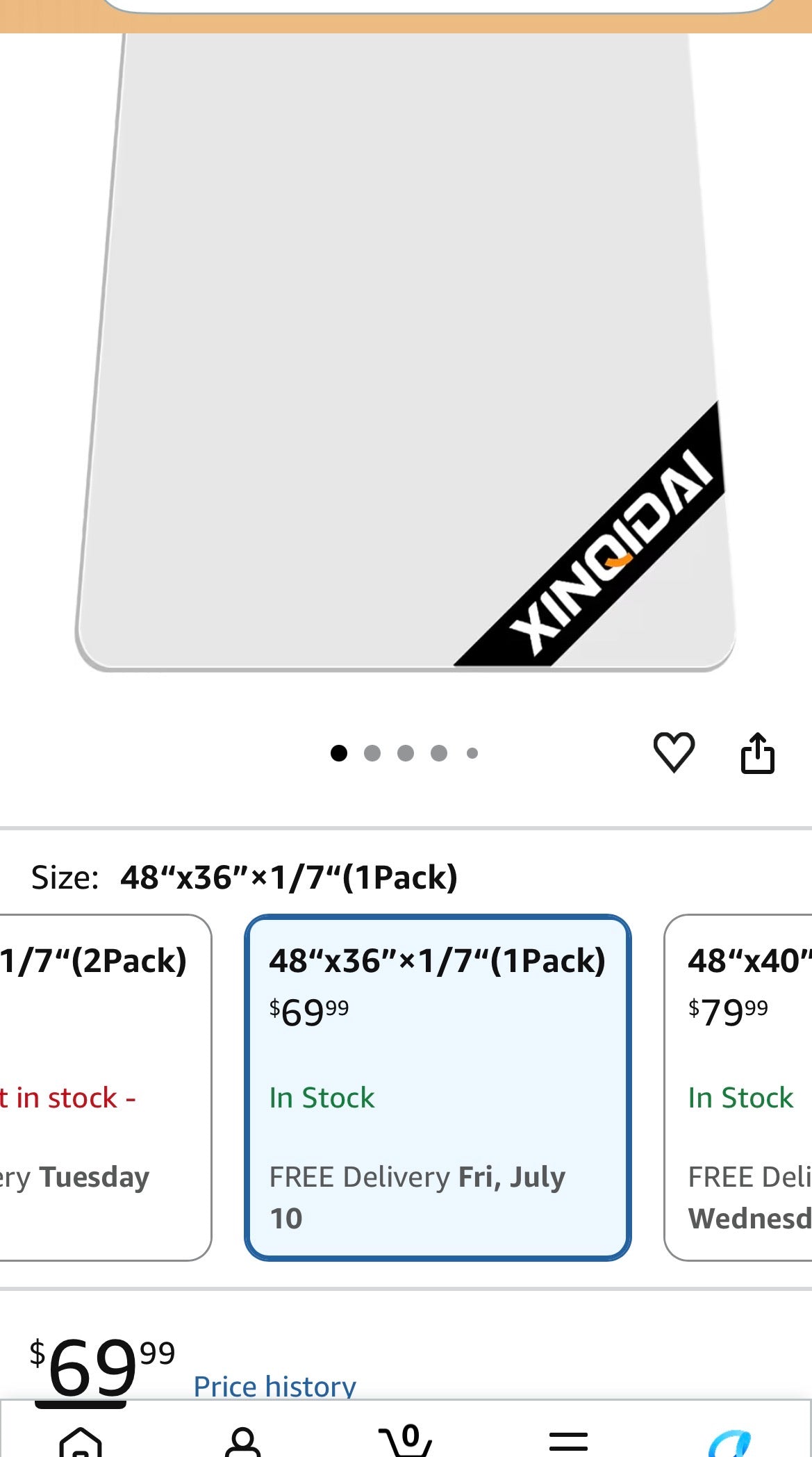 Office Chair Mat  48"x36", Transparent