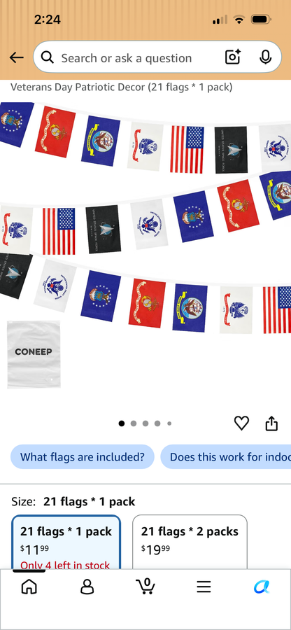 2 STRINGS OF USA MILITARY FLAGS ALL BRANCHES