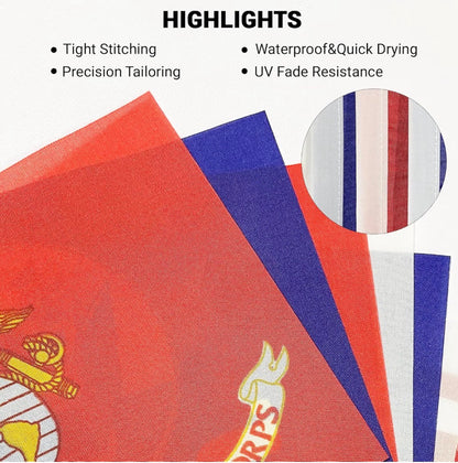 2 STRINGS OF USA MILITARY FLAGS ALL BRANCHES