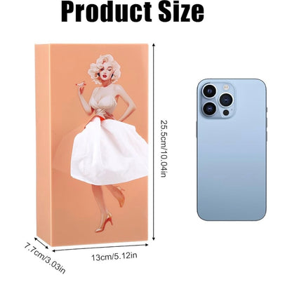 Orange Plastic Tissue Box Cover -Vintage pin-up design of Marilyn Monroe,