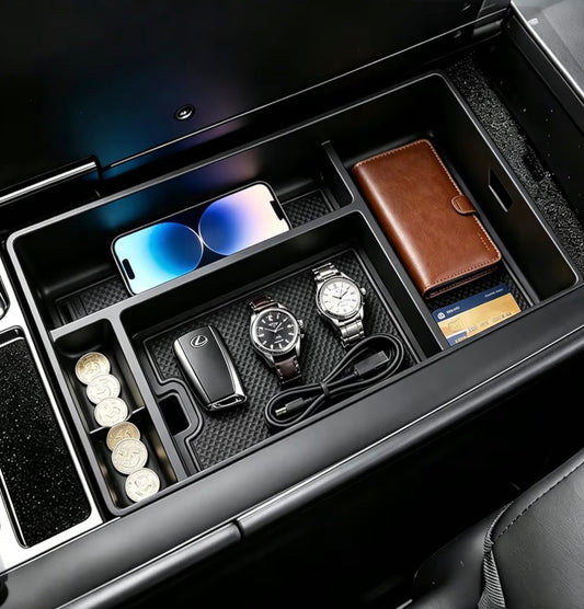 Accessories Armrest Storage Box Secondary Insert Tray with Anti-Slip Mat