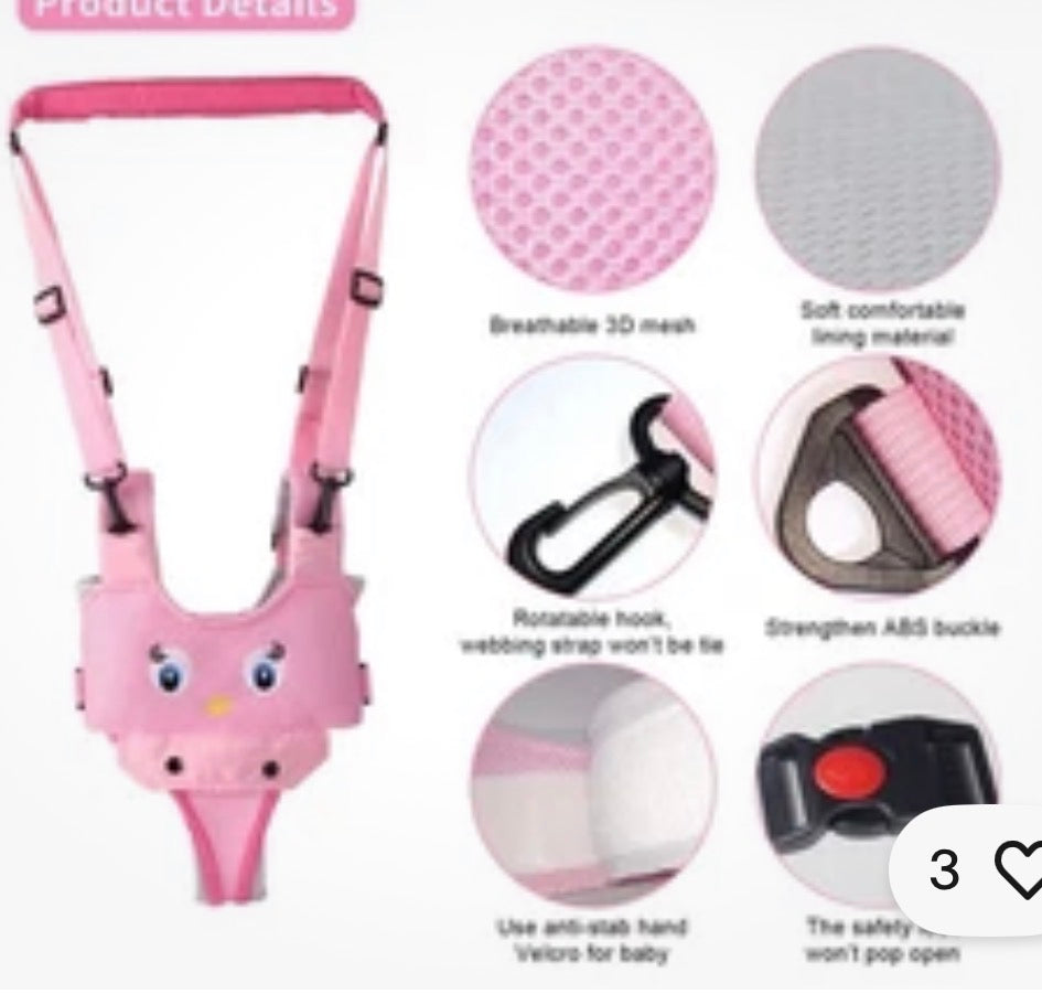 Baby Walking Harness Breathable Handheld Pink