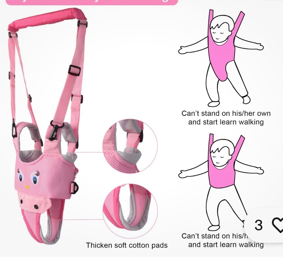 Baby Walking Harness Breathable Handheld Pink