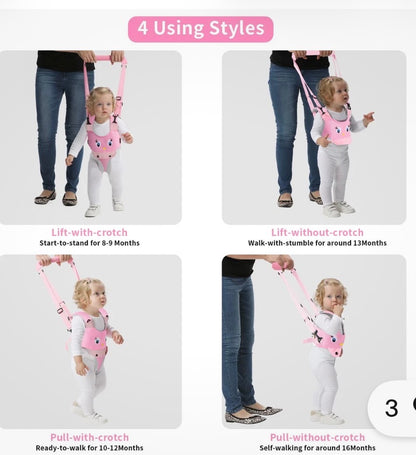 Baby Walking Harness Breathable Handheld Pink