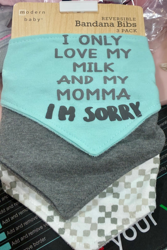 Modern Baby 3 PK Bandana Bibs Reversible
