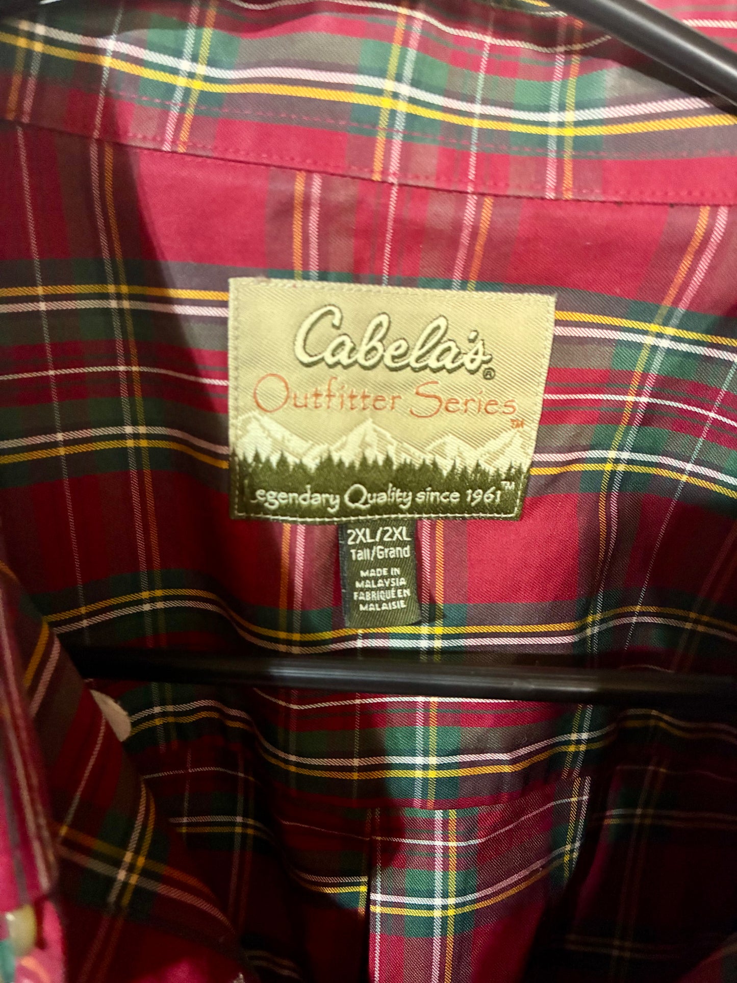 Cabela's Outfitter Red Plaid Mens Shirt