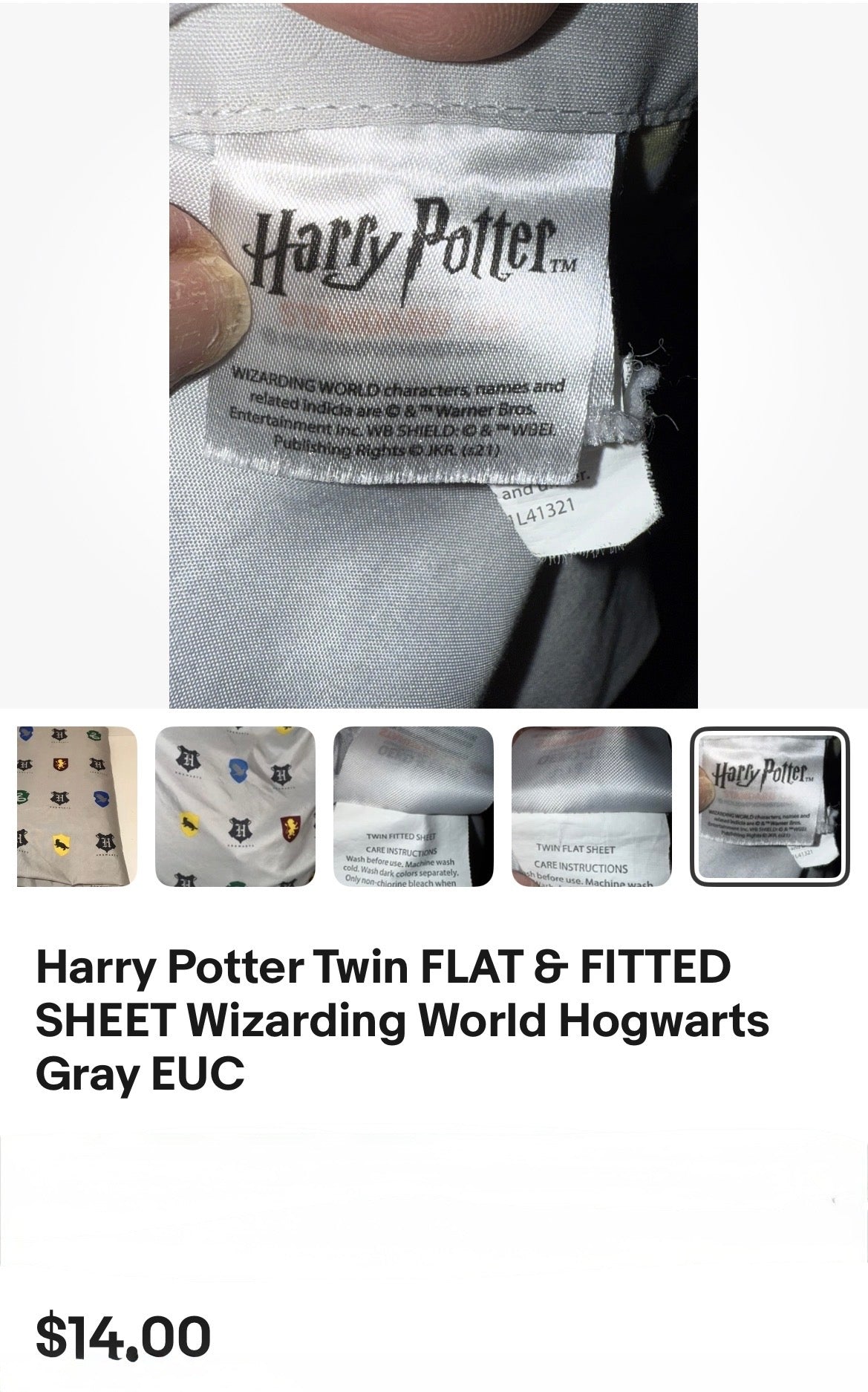 Harry Potter Twin Fitted/Flat- Wizard World Hogwarts Gray