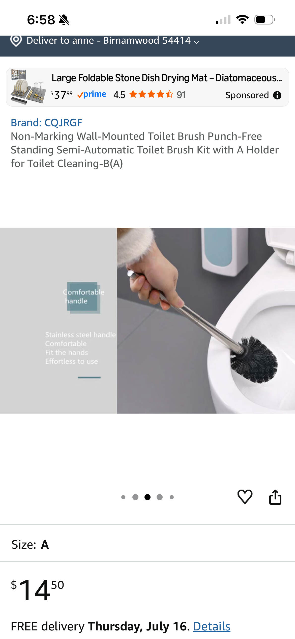 TOILET BOWL BRUSH WALL MOUNT