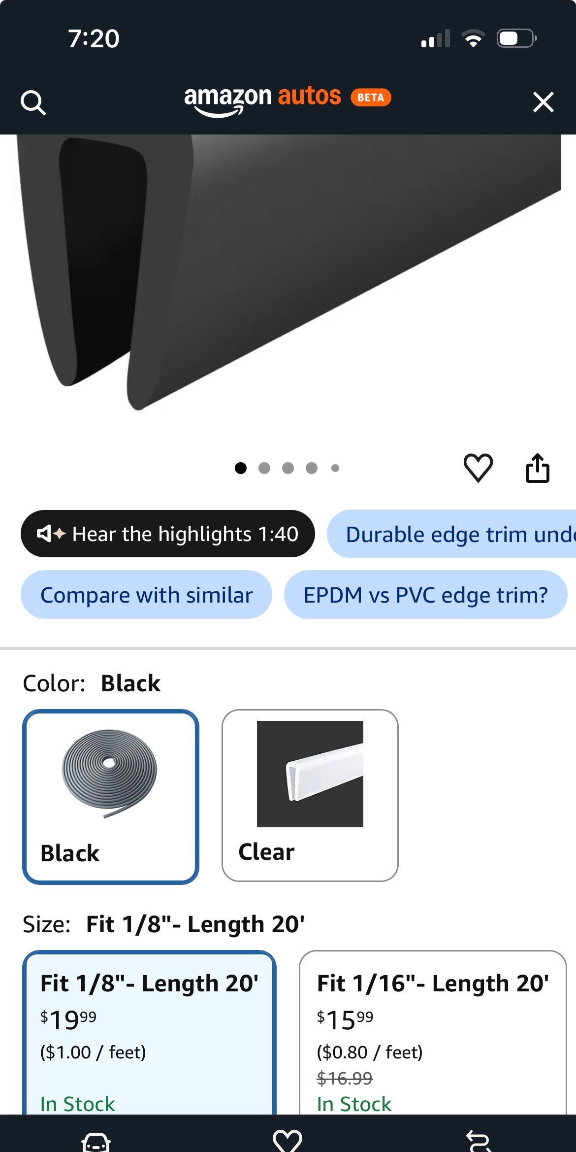 Rubber Edge Trim, 1/8" U Channel Edge Trim, Edge Protector for Glass