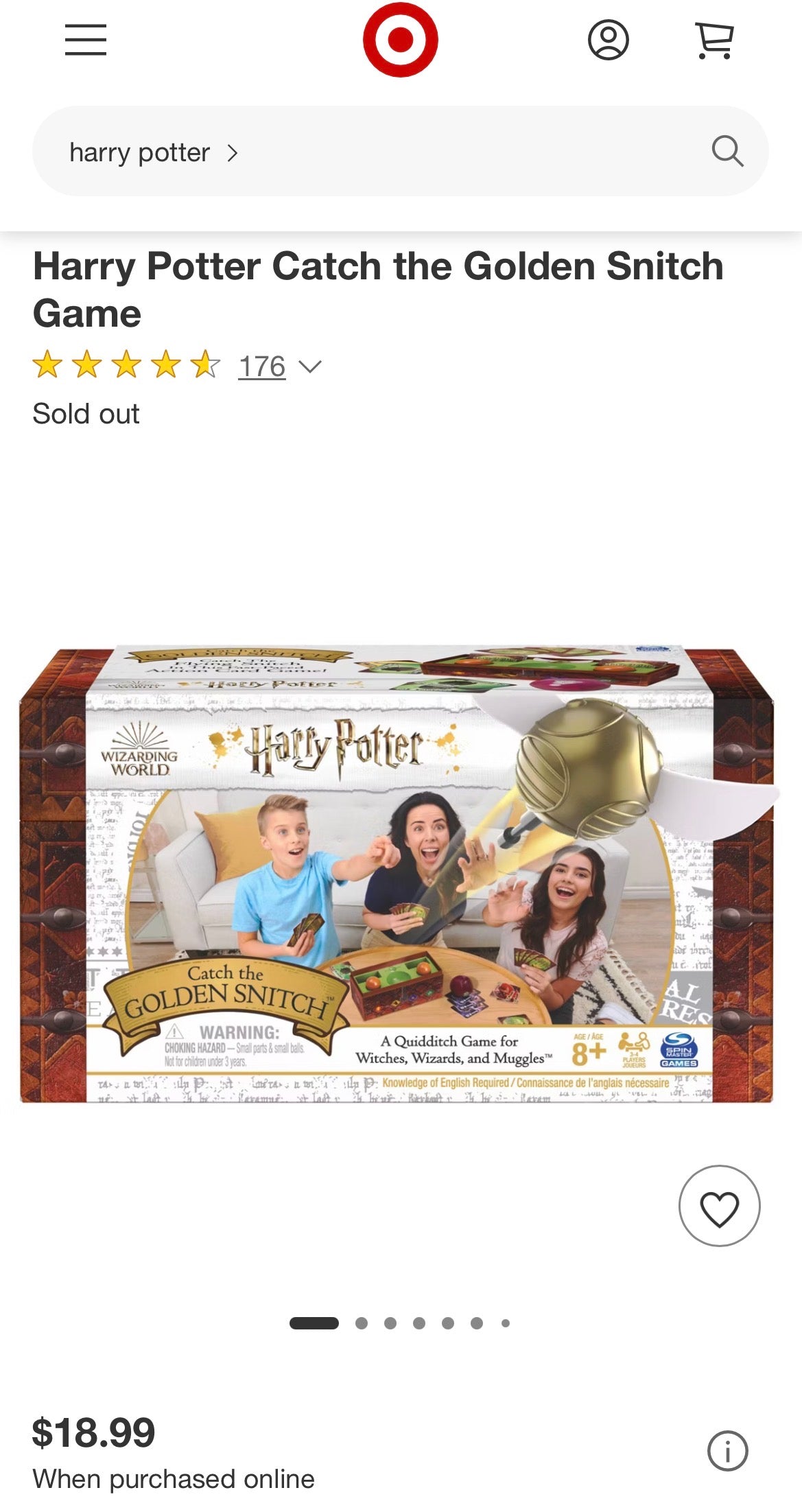 Harry Potter Catch the Golden Snitch Game