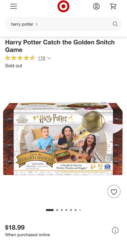 Harry Potter Catch the Golden Snitch Game