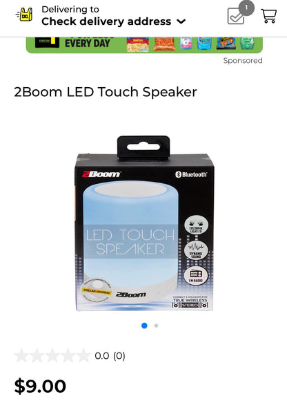 2Boom LED Lights Touch Speaker
