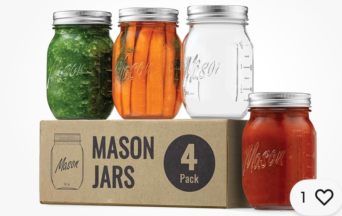 Paksh Novelty Regular Mouth Pint Mason Glass Jar  4 Pack