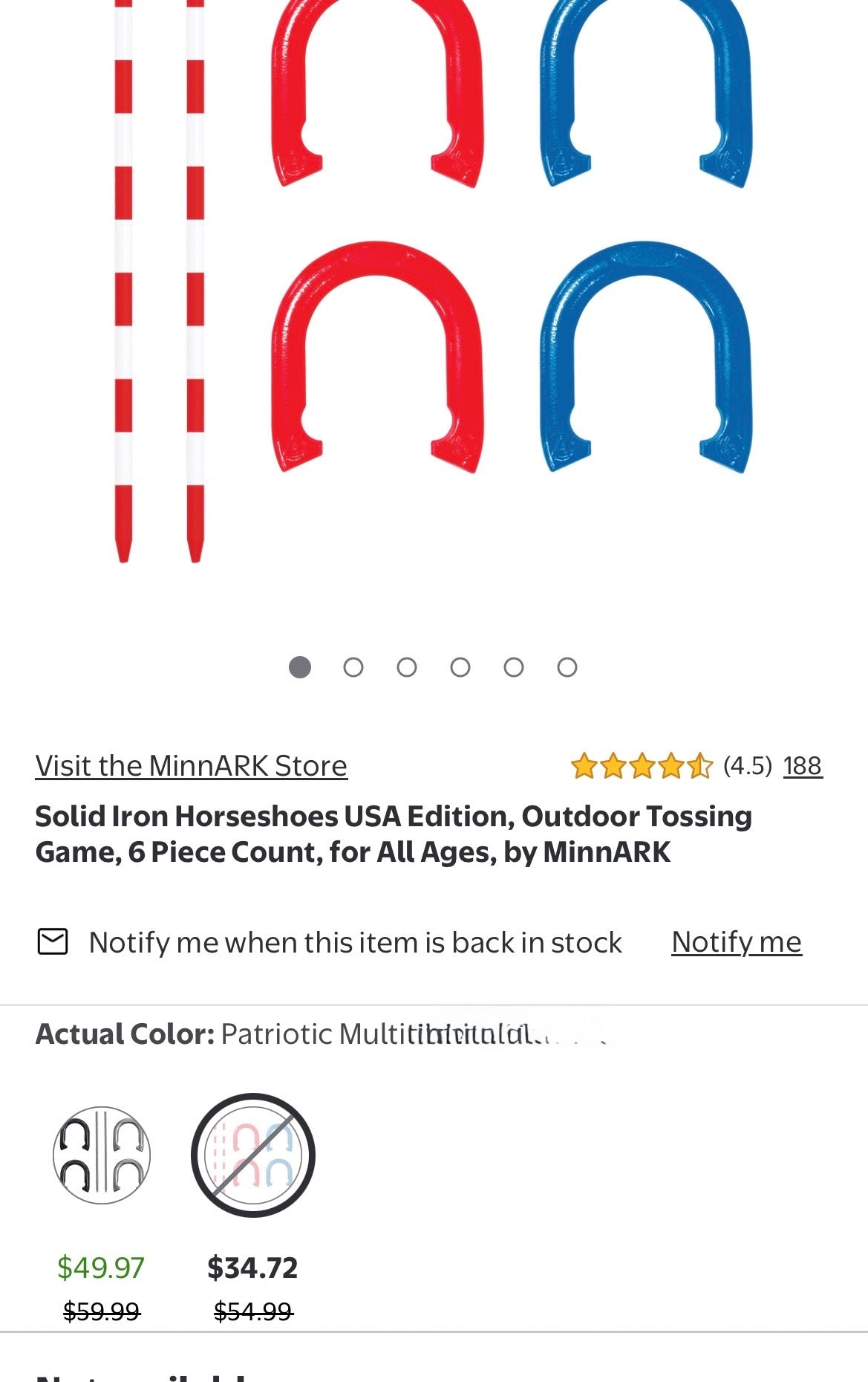 Solid Iron Horseshoes USA Edition, Outdoor Tossing Game