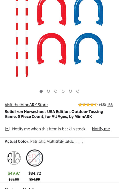 Solid Iron Horseshoes USA Edition, Outdoor Tossing Game