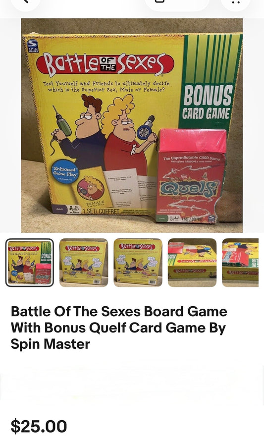 Battle of The Sexes Board Game With Bonus Quelf Card Game