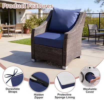 Outdoor Deep Seat Cushion , 24x24 Inch Water-Resistant & Fade-Resistant