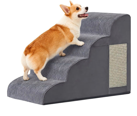 Dog Stairs for Small Dogs, 4-Step Dog Ramp for Bed  19.7" H,