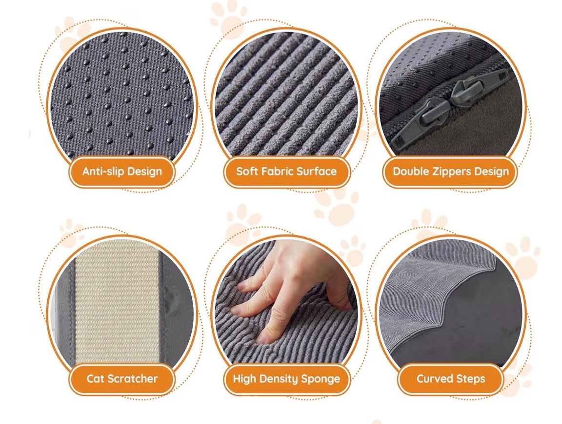 Dog Stairs for Small Dogs, 4-Step Dog Ramp for Bed  19.7" H,