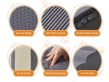 Dog Stairs for Small Dogs, 4-Step Dog Ramp for Bed  19.7" H,