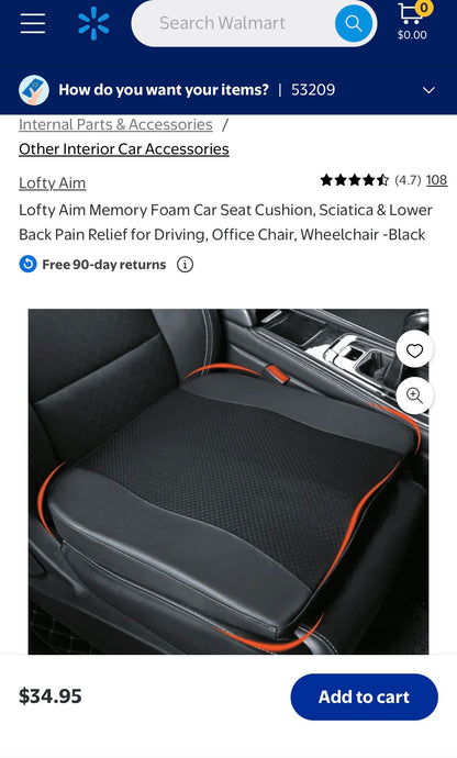 Lofty Aim Memory Foam Car Seat Cushion,