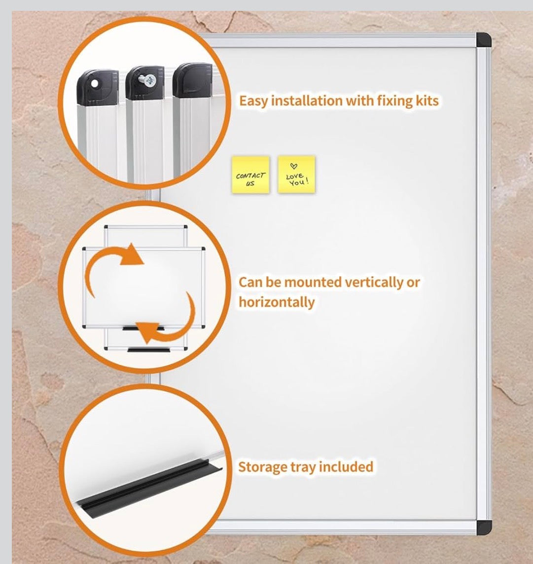 VIZ-PRO Magnetic Dry Erase Board, 36 X 24 Inches,