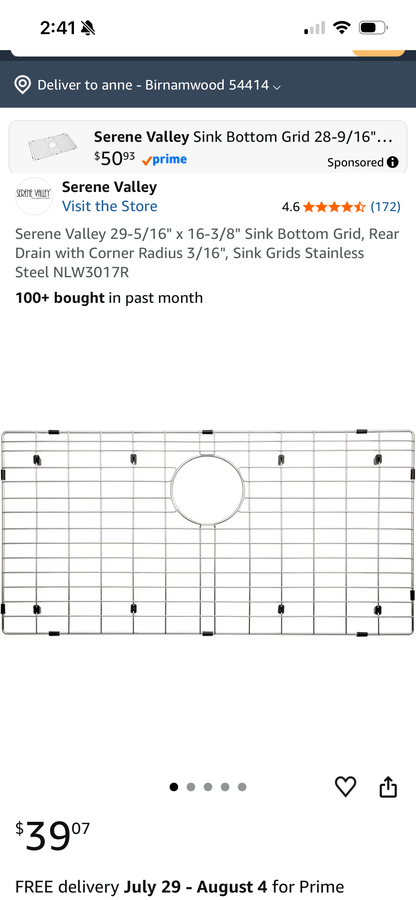 Serene Valley 29-5/16" × 16-3/8" Sink Bottom Grid