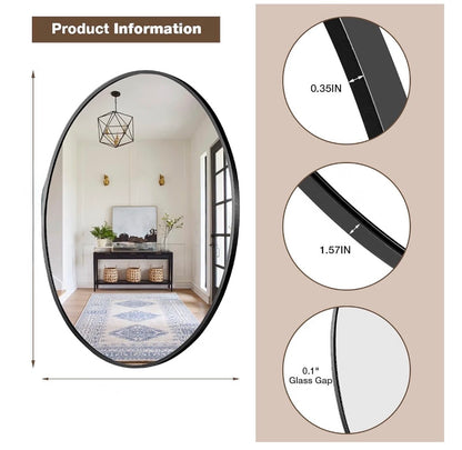 22"x30" Black Oval Mirror, Metal Framed Oval Bathroom Mirror,