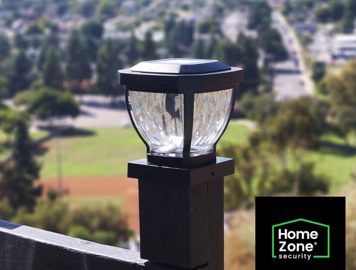 Home Zone Living 12PK Solar LED Glass Post Cap Lights,  Black,