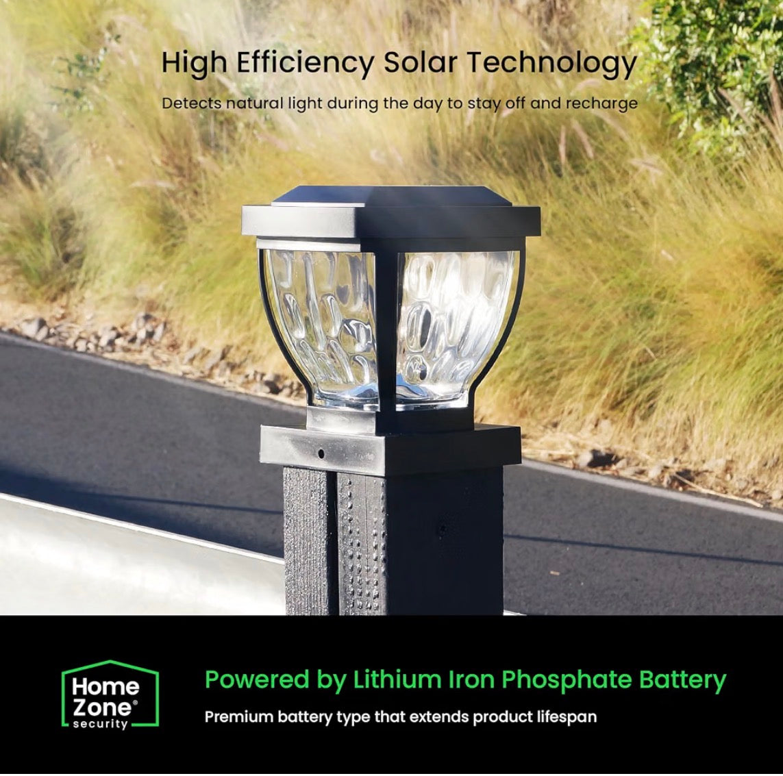 Home Zone Living 12PK Solar LED Glass Post Cap Lights,  Black,