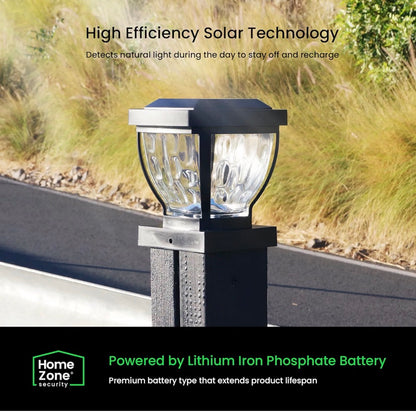 Home Zone Living 12PK Solar LED Glass Post Cap Lights,  Black,