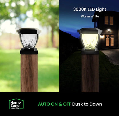 Home Zone Living 12PK Solar LED Glass Post Cap Lights,  Black,