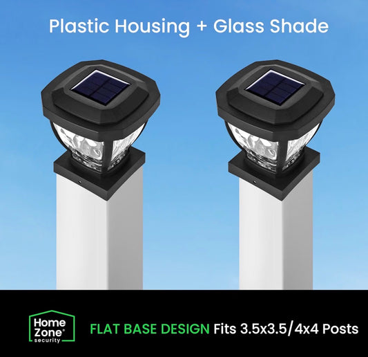 Home Zone Living 12PK Solar LED Glass Post Cap Lights,  Black,