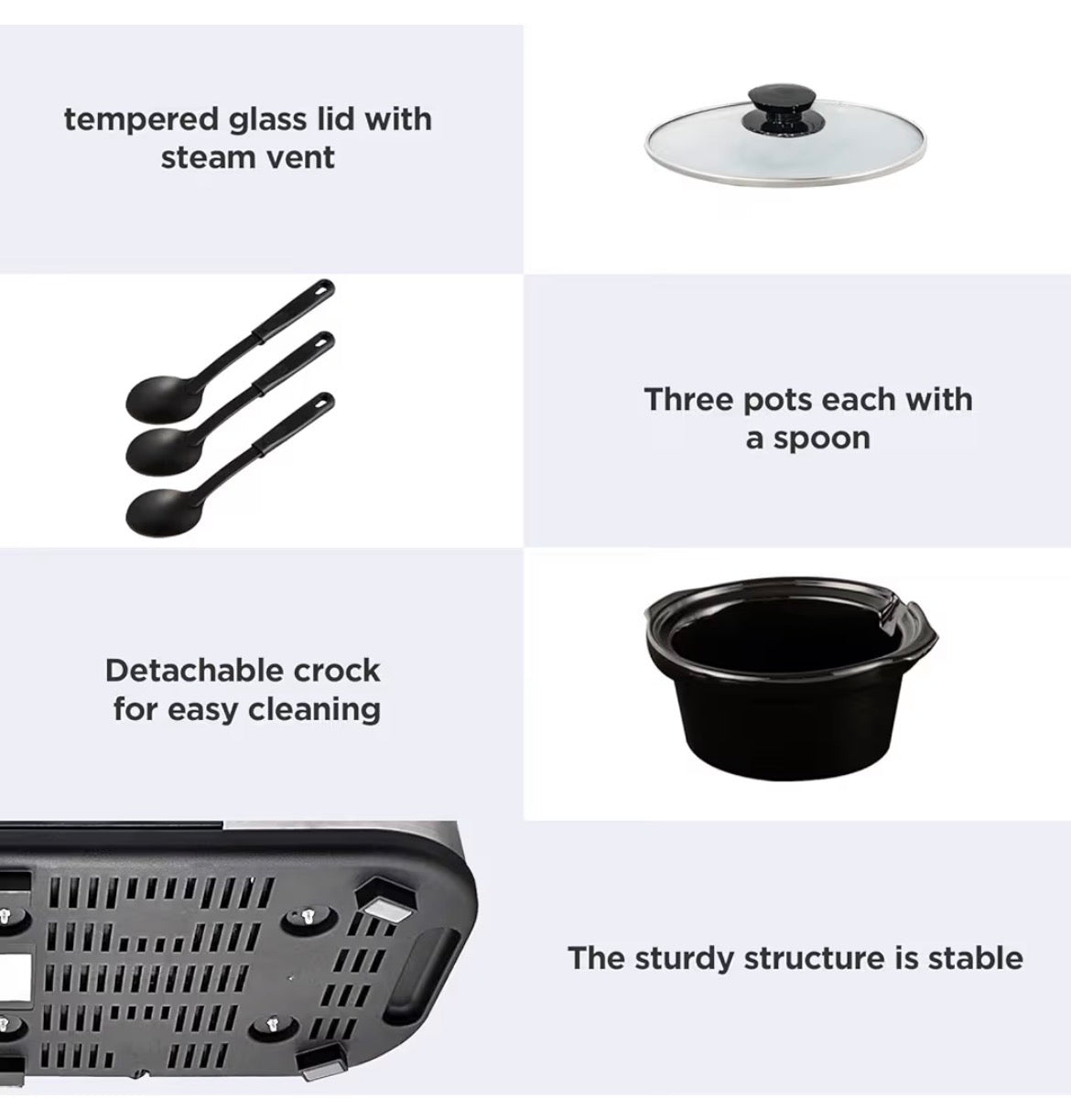 Sunvivi Slow Cooker, Triple Slow Cooker Buffet Server and Food Warmer,